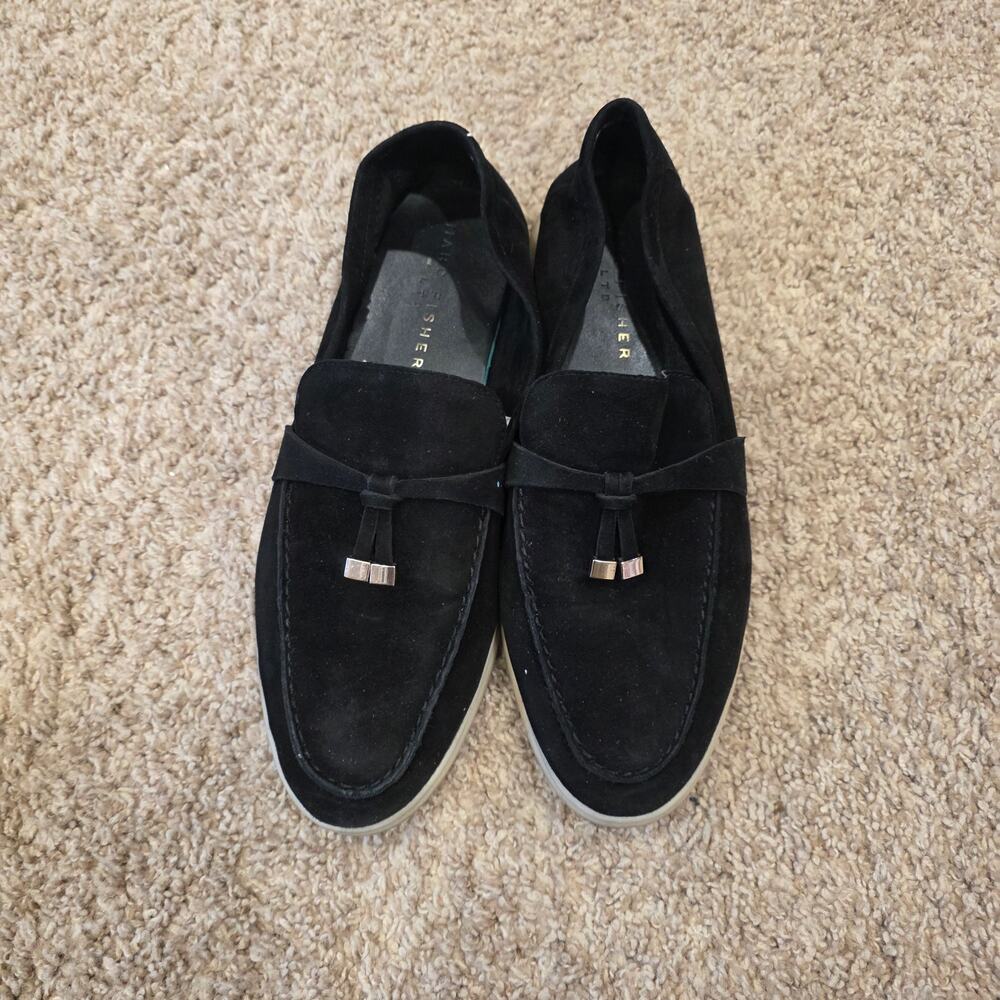 EUC Marc Fisher LTD black suede Yanelli loafers with tassel sz 9.5